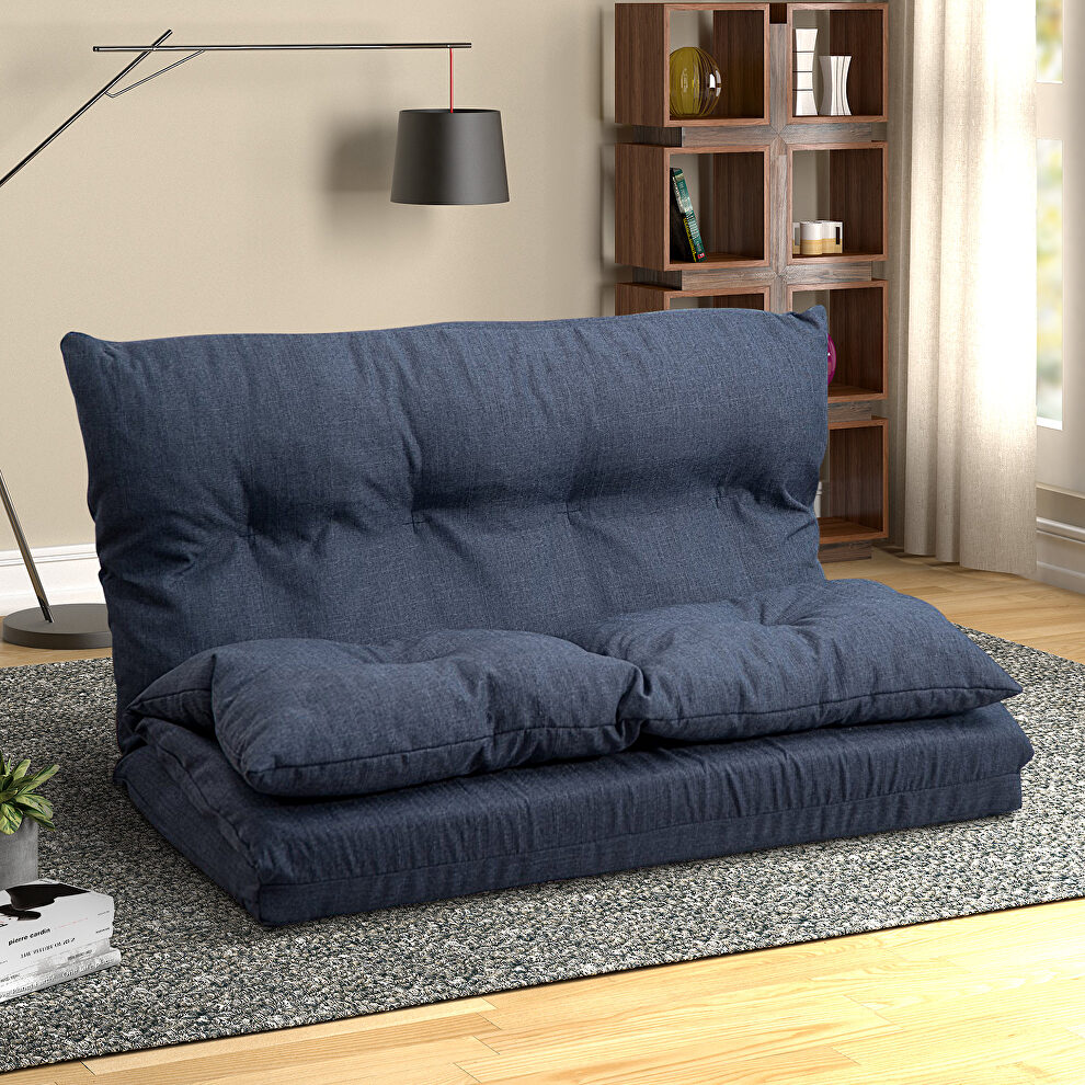 Adjustable navy blue fabric folding chaise lounge sofa floor couch and sofa by La Spezia