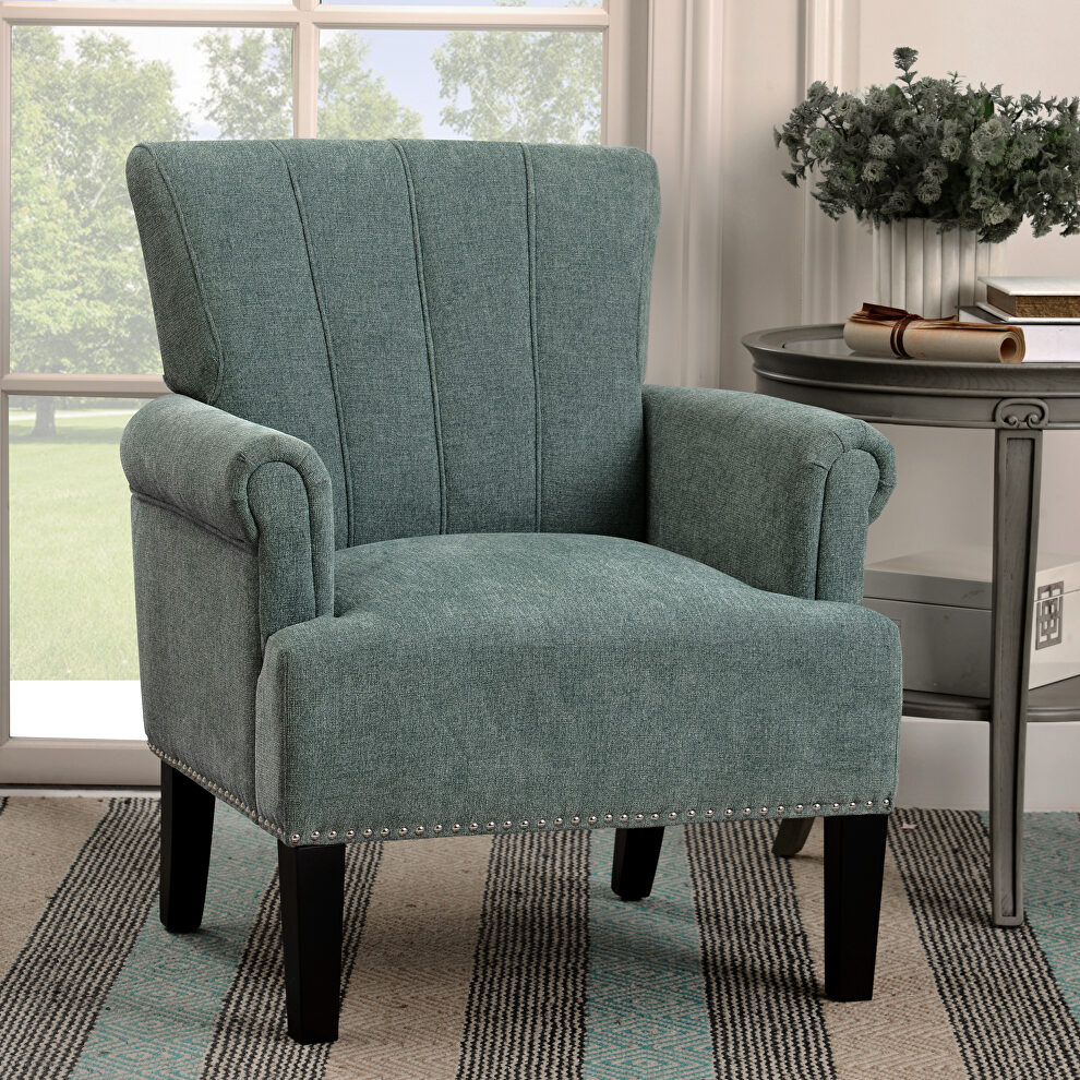 Accent rivet tufted polyester armchair, mint green by La Spezia