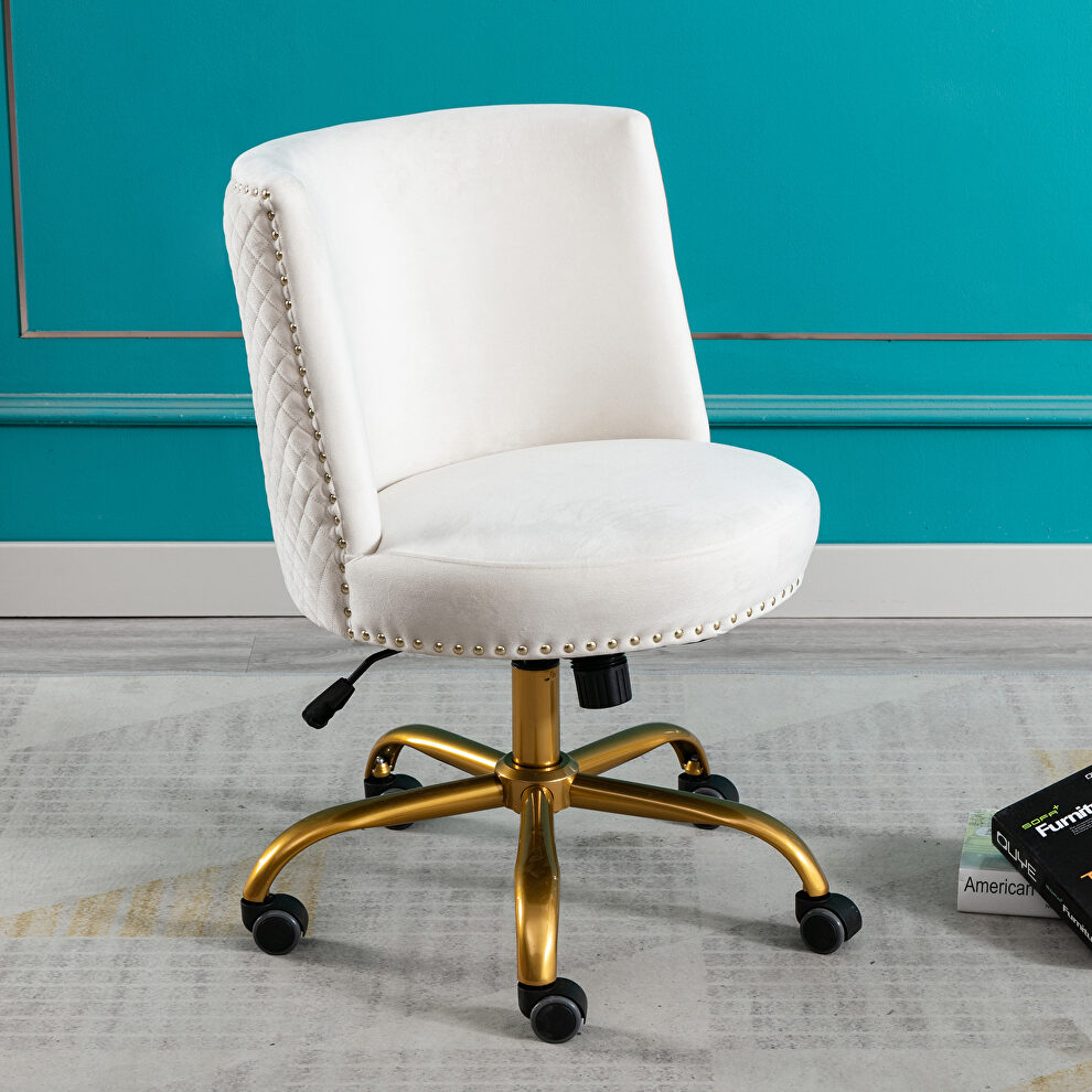Ivory velvet home office swivel desk chair by La Spezia