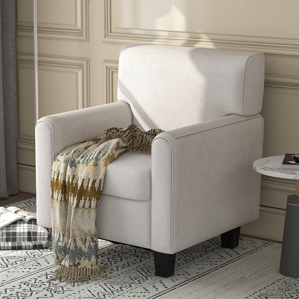 Ustyle beige linen upholstery accent armchair by La Spezia