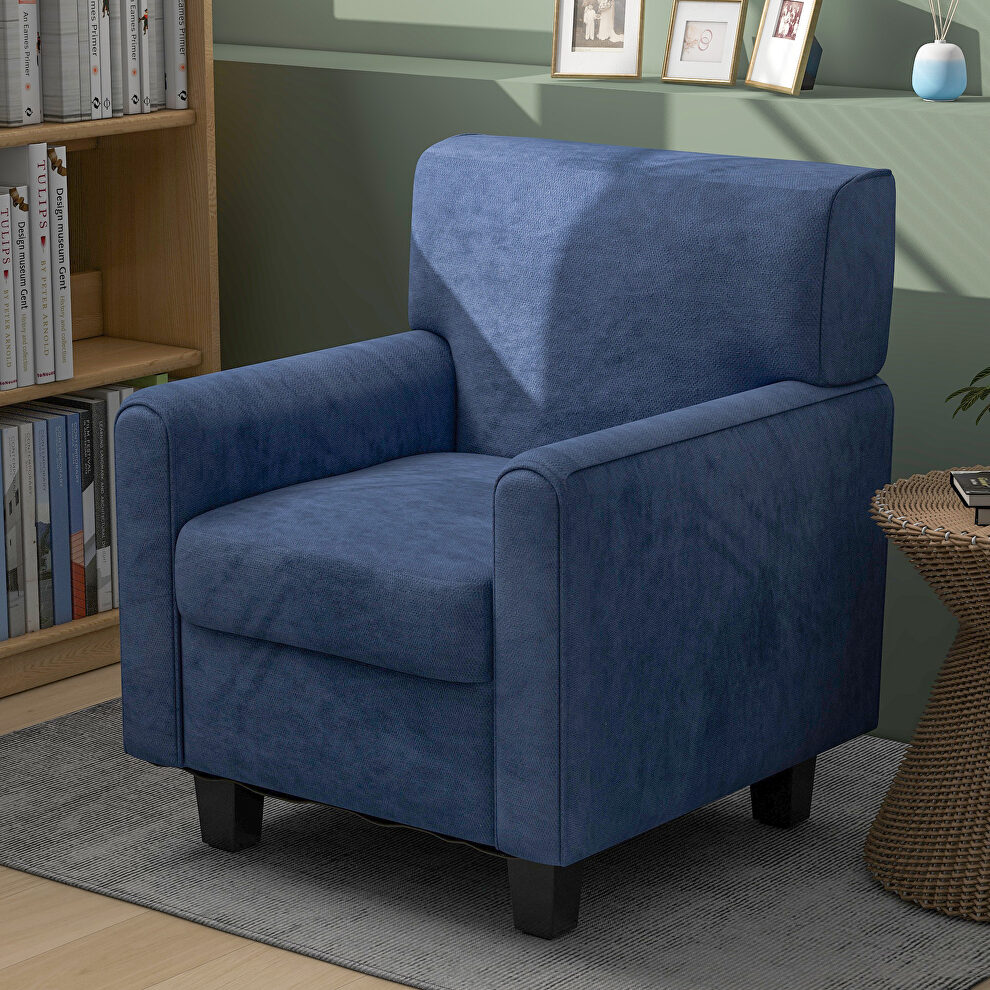 Ustyle blue linen upholstery accent armchair by La Spezia