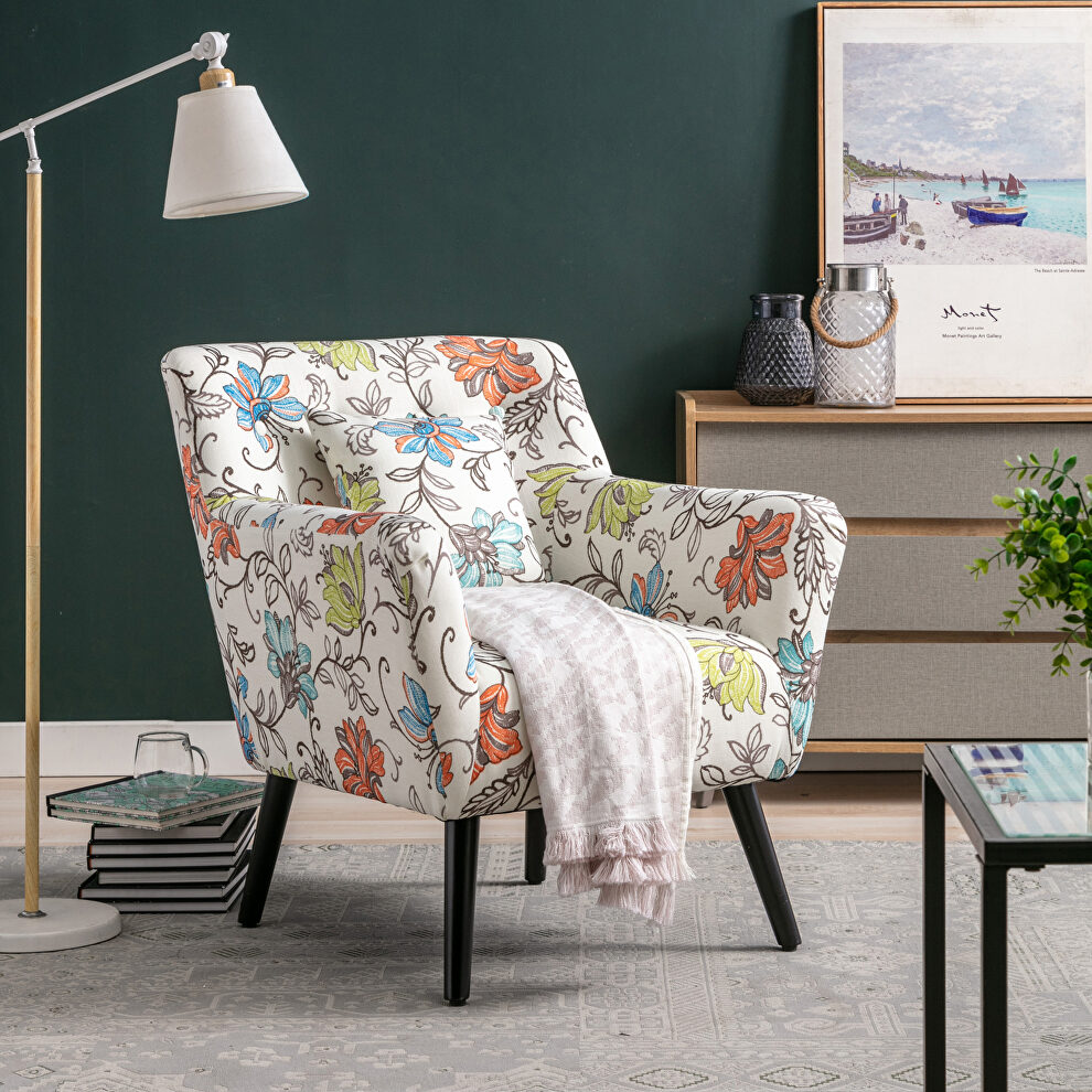 Flower upholstery accenting chair with pillow by La Spezia