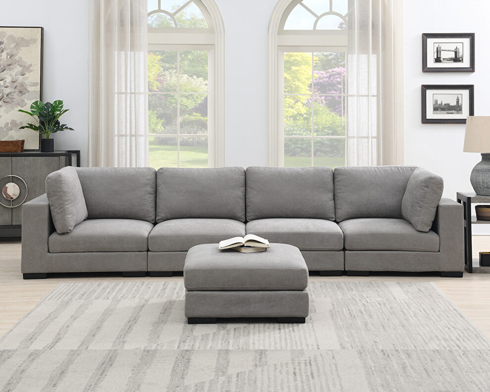 Gray modular sofa customizable and reconfigurable deep seating with removable ottoman by La Spezia