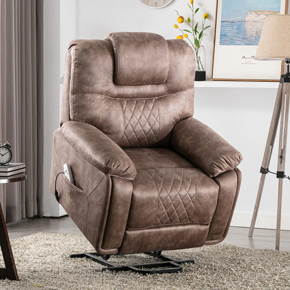 Brown pu upholstery power lift recliner chair with massage function by La Spezia