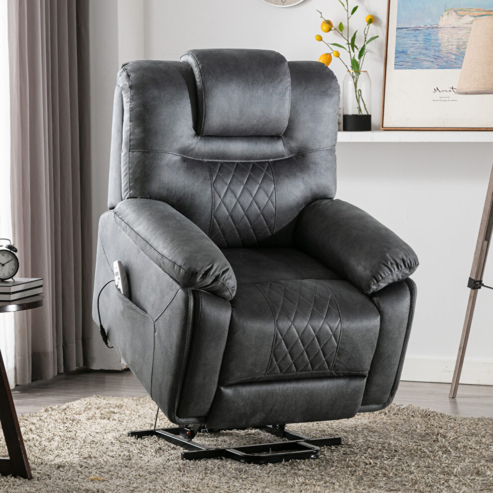 Gray pu power lift recliner chair with massage function by La Spezia