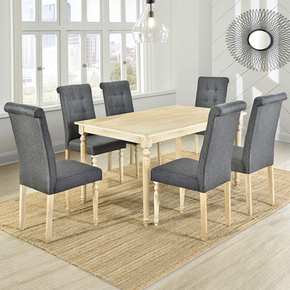 7 piece dining table set with 6 upholstered dining chairs by La Spezia