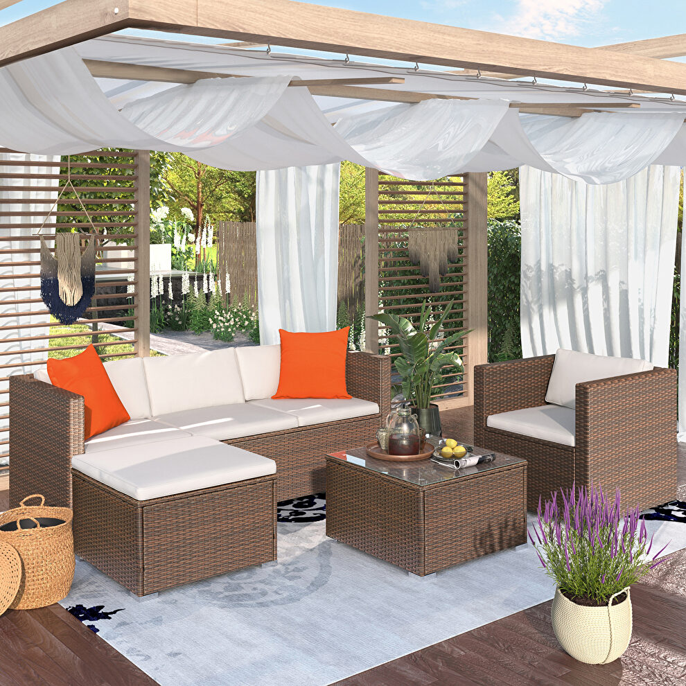Brown rattan patio furniture 4 piece set by La Spezia