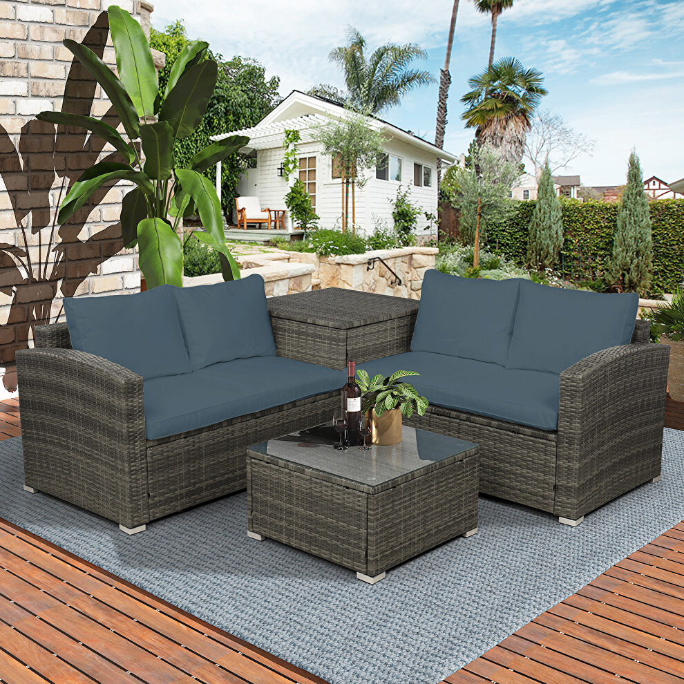 4 pcs outdoor cushioned pe rattan wicker sectional sofa set by La Spezia