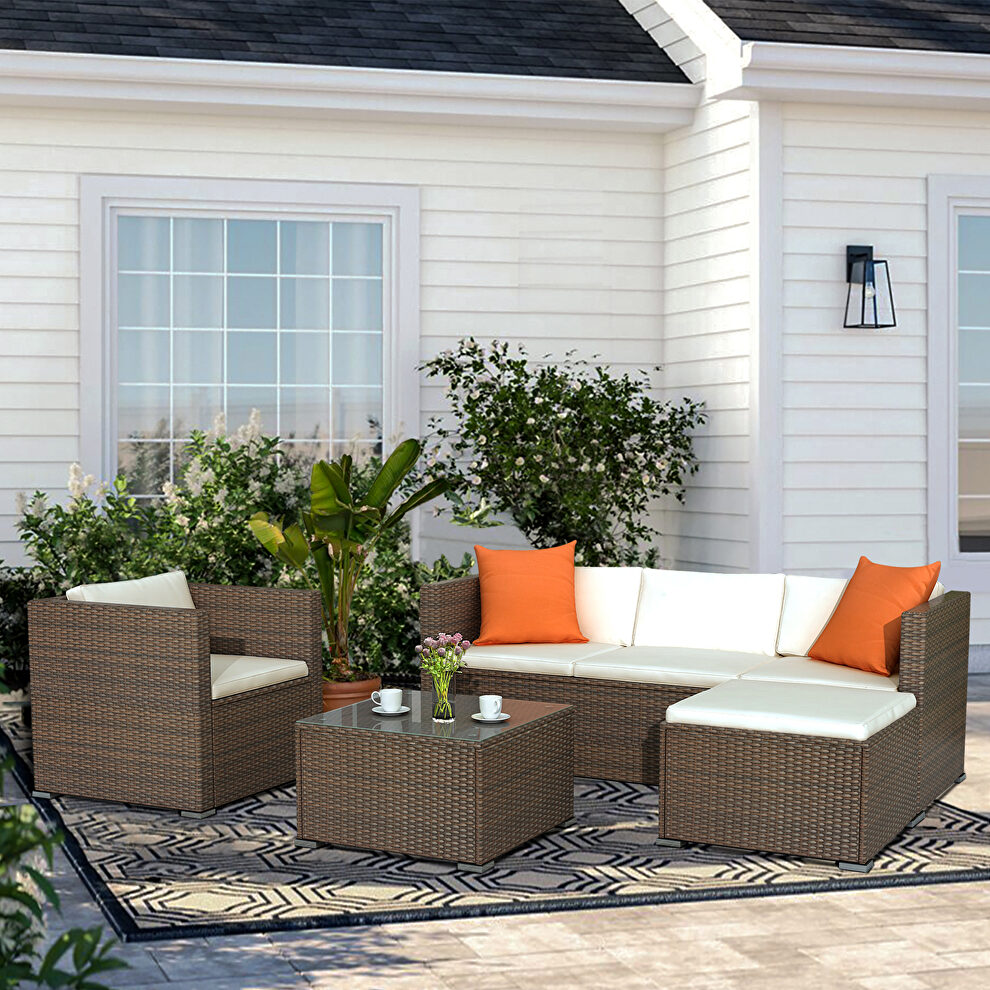 Brown rattan patio furniture 4 piece set by La Spezia
