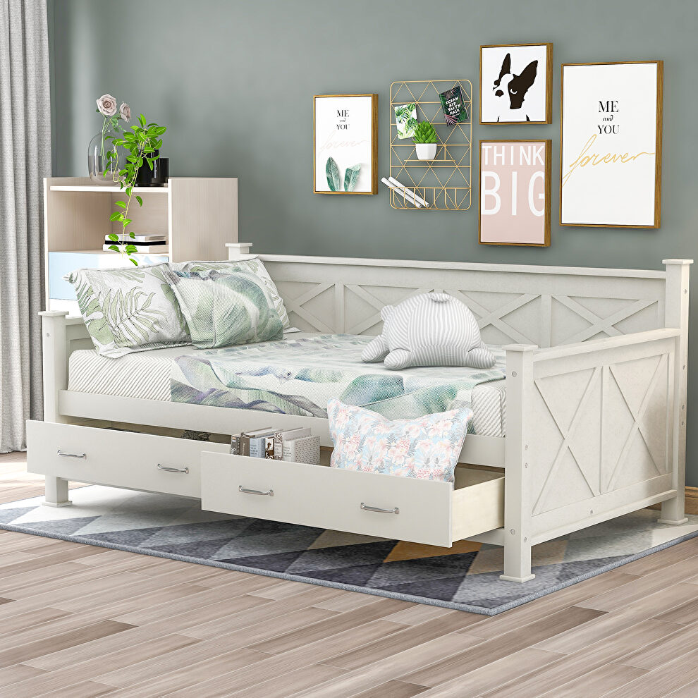 Modern and rustic casual style twin size daybed with 2 large drawers by La Spezia