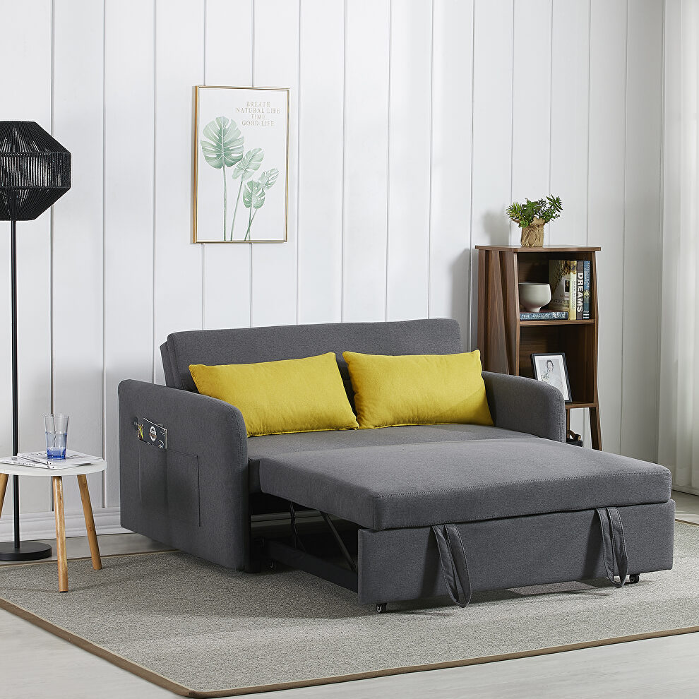 Gray fabric twins sofa bed with usb by La Spezia