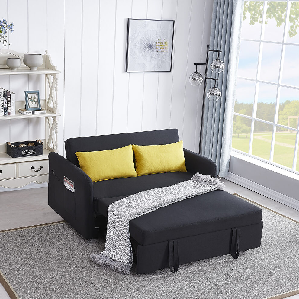 Black fabric twins sofa bed with usb by La Spezia