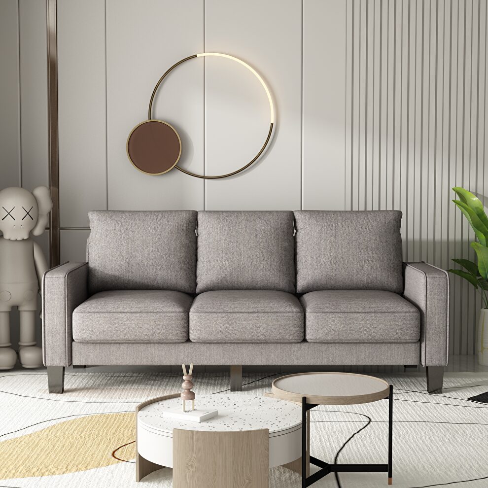 Modern living room furniture sofa in light gray fabric by La Spezia