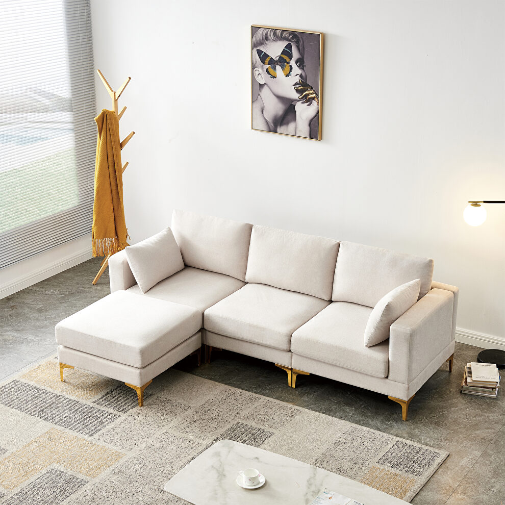 Beige fabric modern leisure l-shape couch by La Spezia