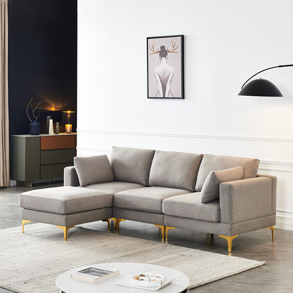 Gray fabric modern leisure l-shape couch by La Spezia