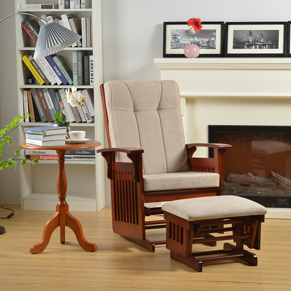 Rustic style rocking chair with ottoman in cherry by La Spezia