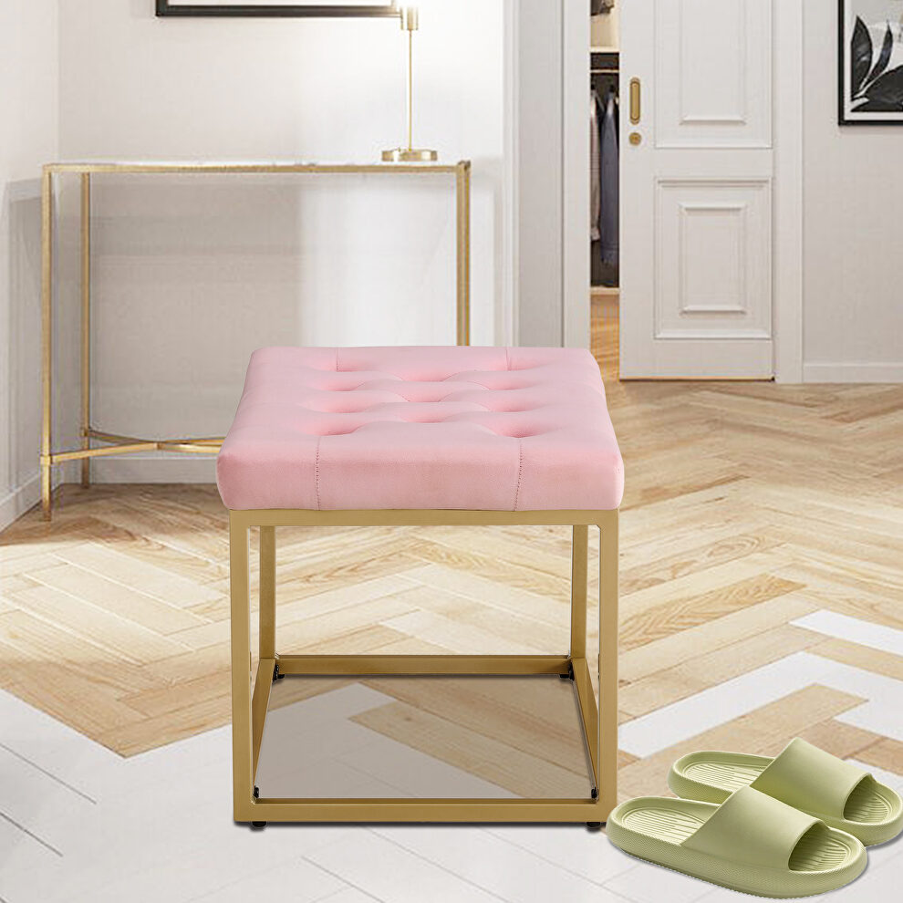 Pink velvet modern luxury style ottoman by La Spezia
