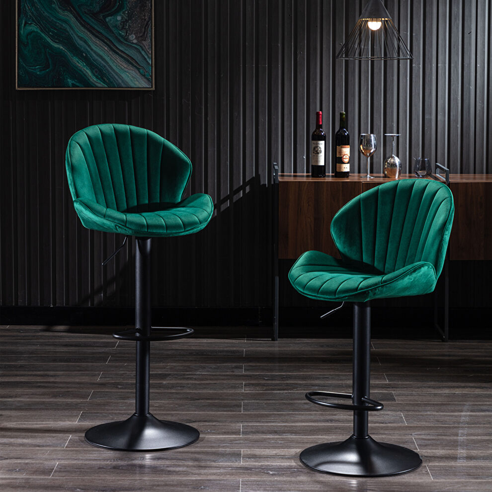Bar stools set of 2 adjustable barstools with back and footrest in green by La Spezia