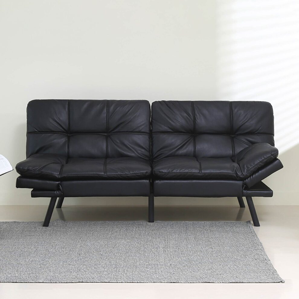Black pu convertible memory foam modern folding sleeper sofa by La Spezia