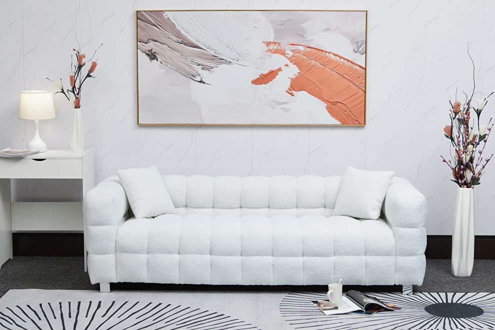 White fleece fabric comfortable sofa by La Spezia