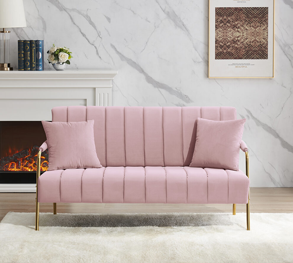 Modern and comfortable pink australian cashmere fabric loveseat by La Spezia