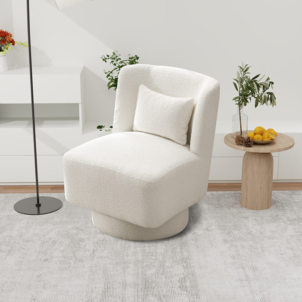 Ivory boucle swivel accent chair by La Spezia