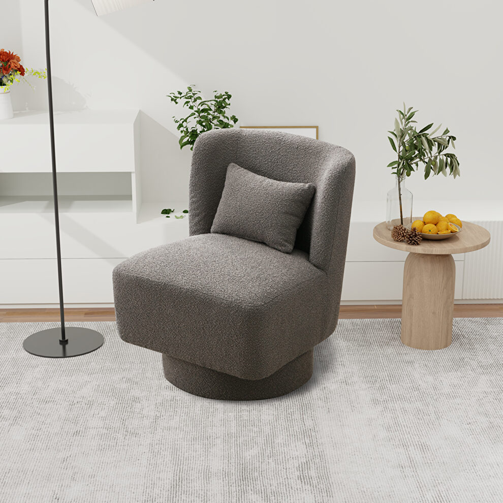 Gray boucle swivel accent chair by La Spezia
