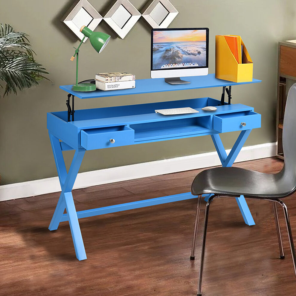 Computer desk with lift table top in blue by La Spezia