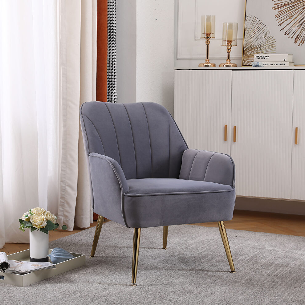 Gray velvet modern mid-century chair by La Spezia
