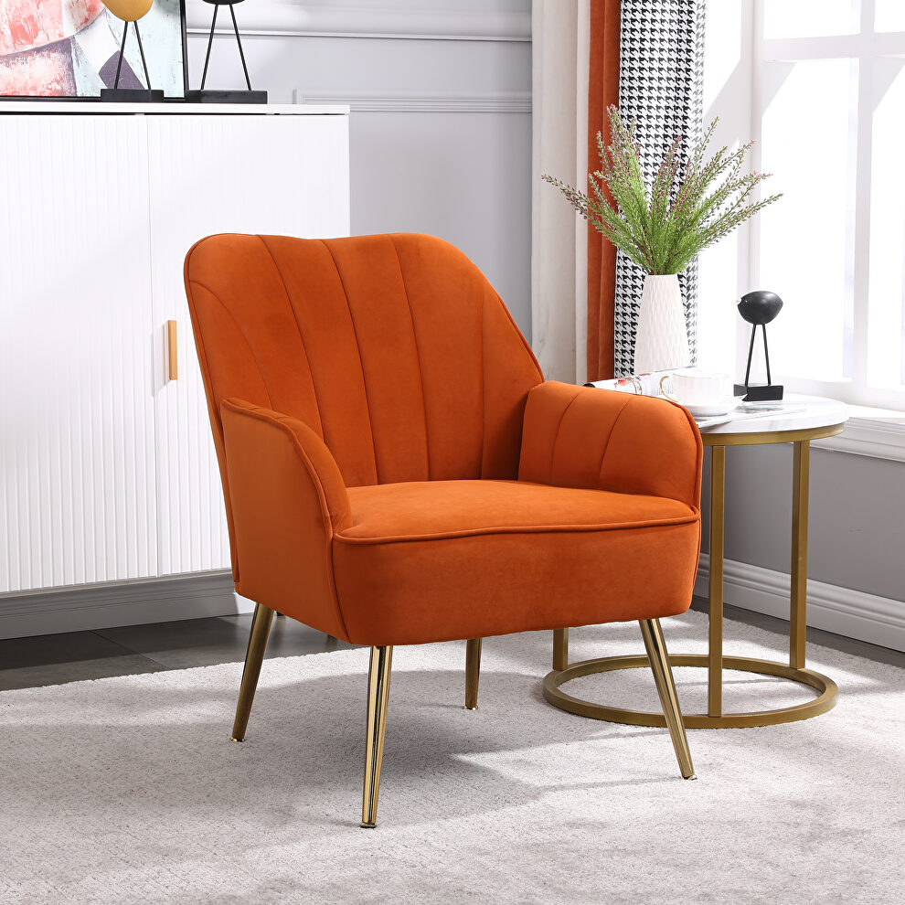 Orange velvet modern mid-century chair by La Spezia