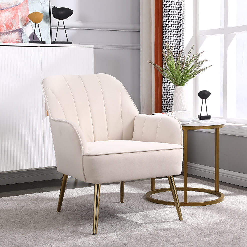 Beige velvet modern mid-century chair by La Spezia