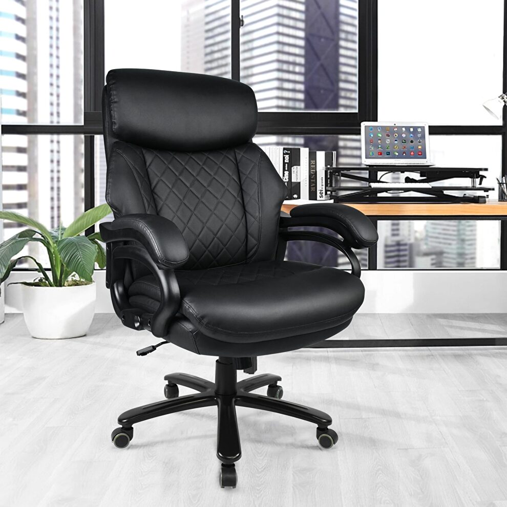High quality black pu leather office desk chair with adjustable height lift by La Spezia