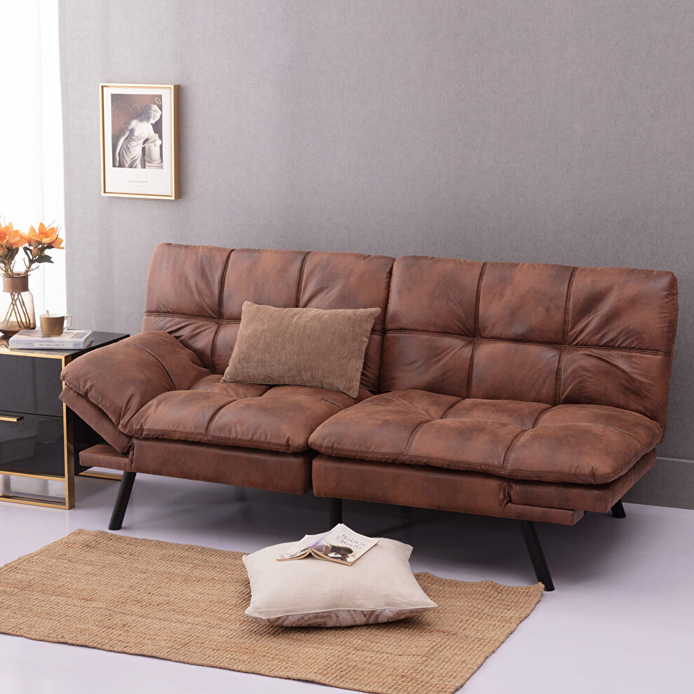 Brown pu memory foam modern folding convertible sleeper sofa by La Spezia