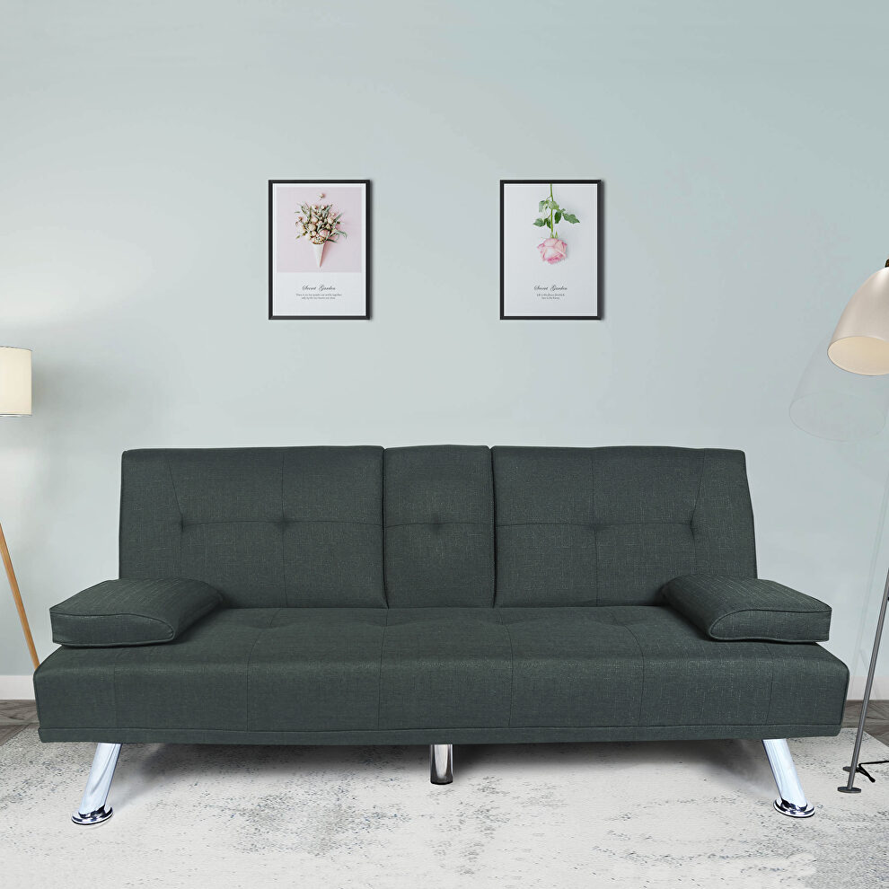 Futon sofa bed sleeper dark gray fabric by La Spezia