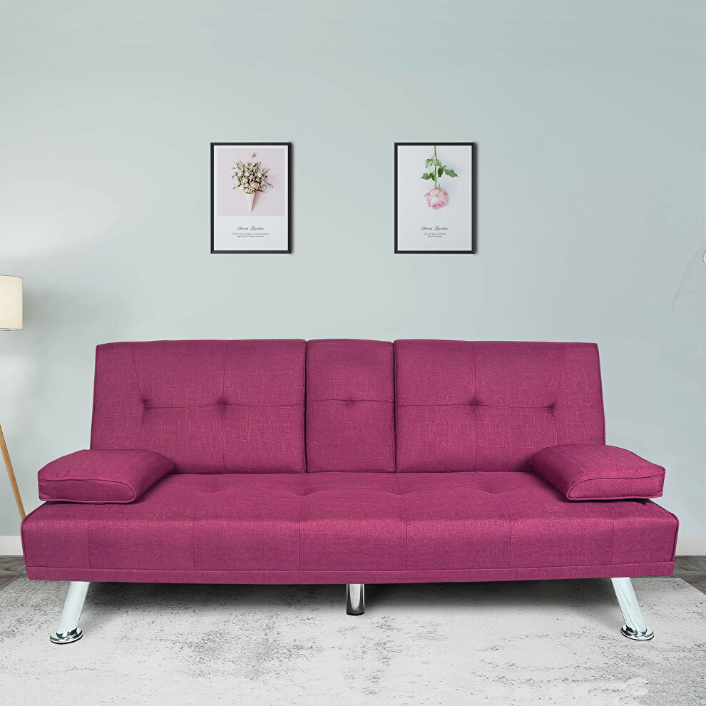 Futon sofa bed sleeper purple fabric by La Spezia