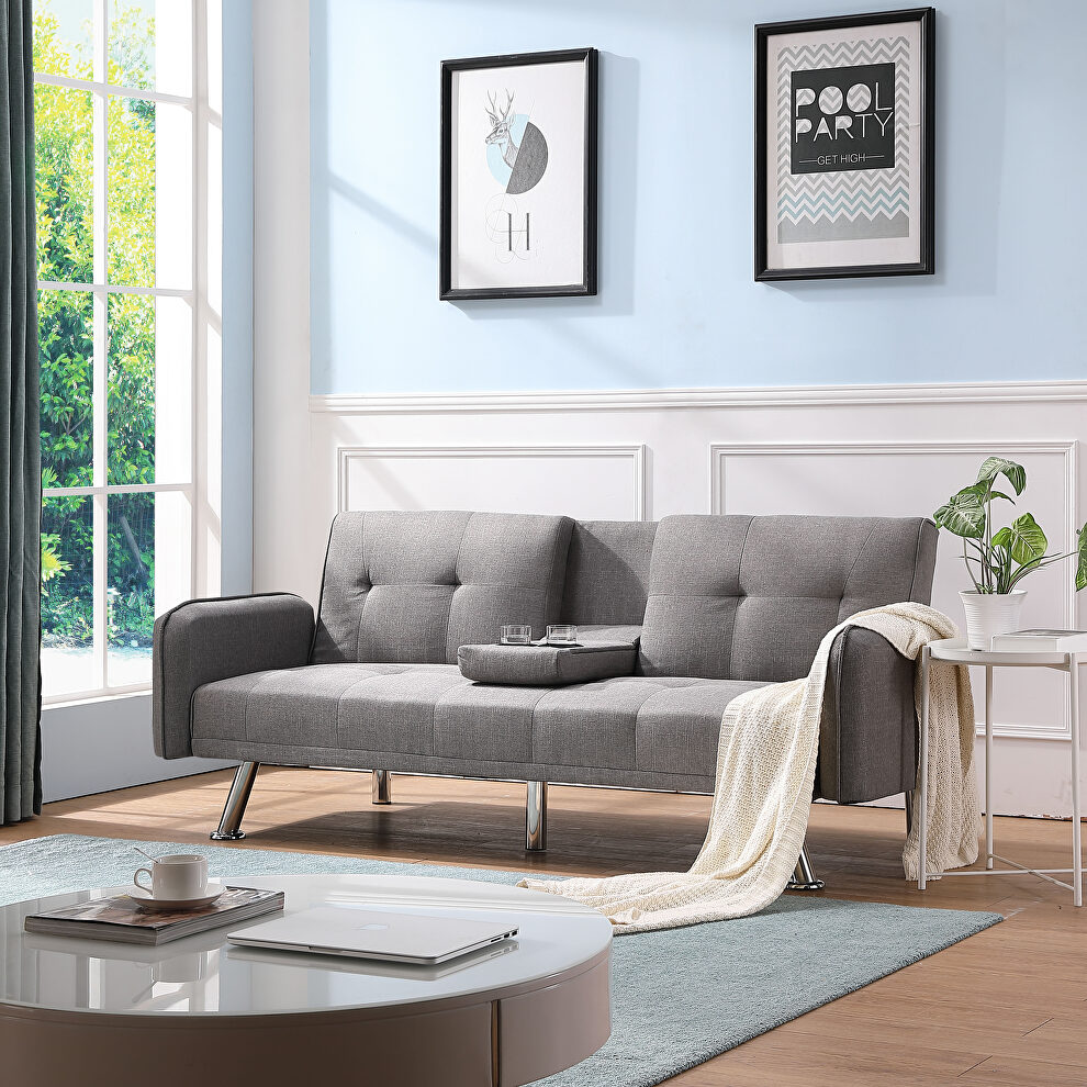 Sleeper sofa light gray fabric by La Spezia