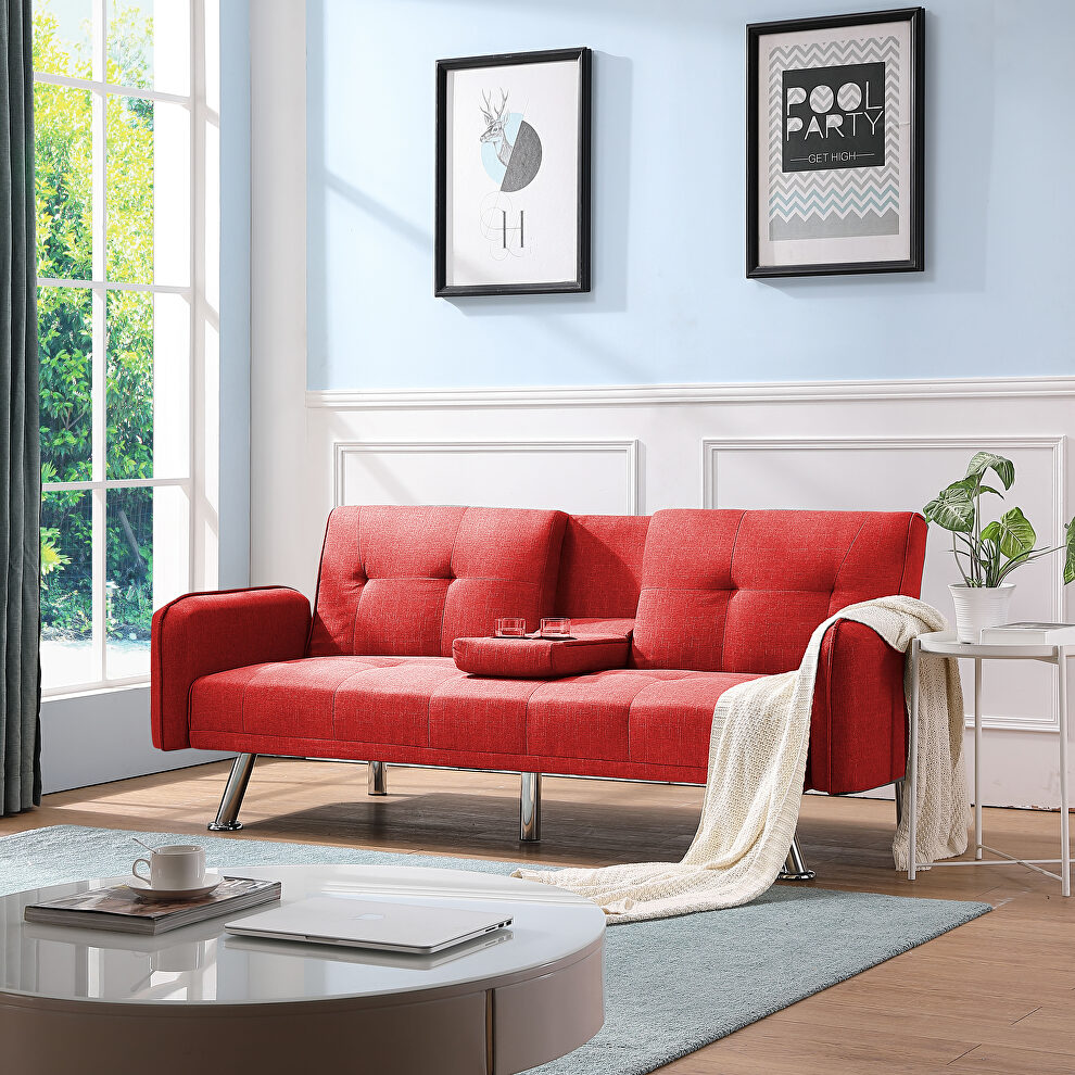 Sleeper sofa red fabric by La Spezia