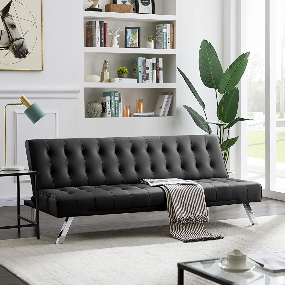 Black pu sofa with metal legs by La Spezia