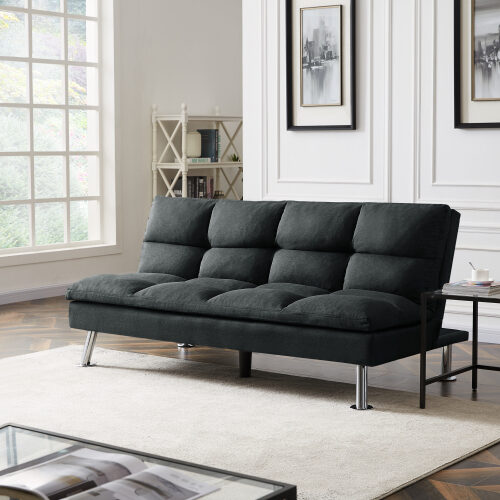 Relax lounge futon sofa bed sleeper dark gray fabric by La Spezia
