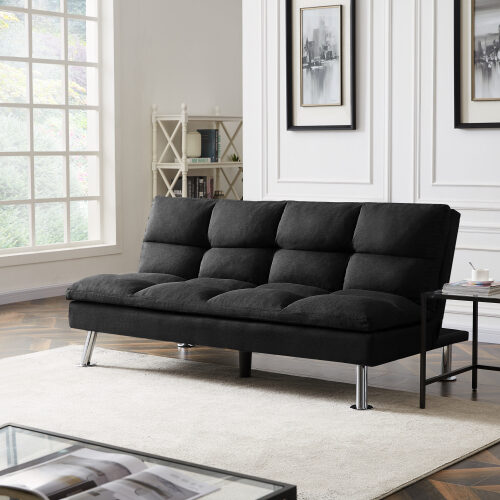 Relax lounge futon sofa bed sleeper black fabric by La Spezia