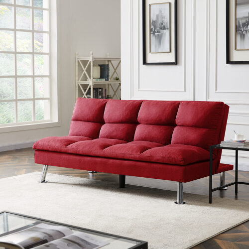 Relax lounge futon sofa bed sleeper red fabric by La Spezia