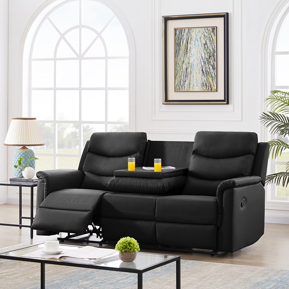 3-seater motion sofa black pu by La Spezia