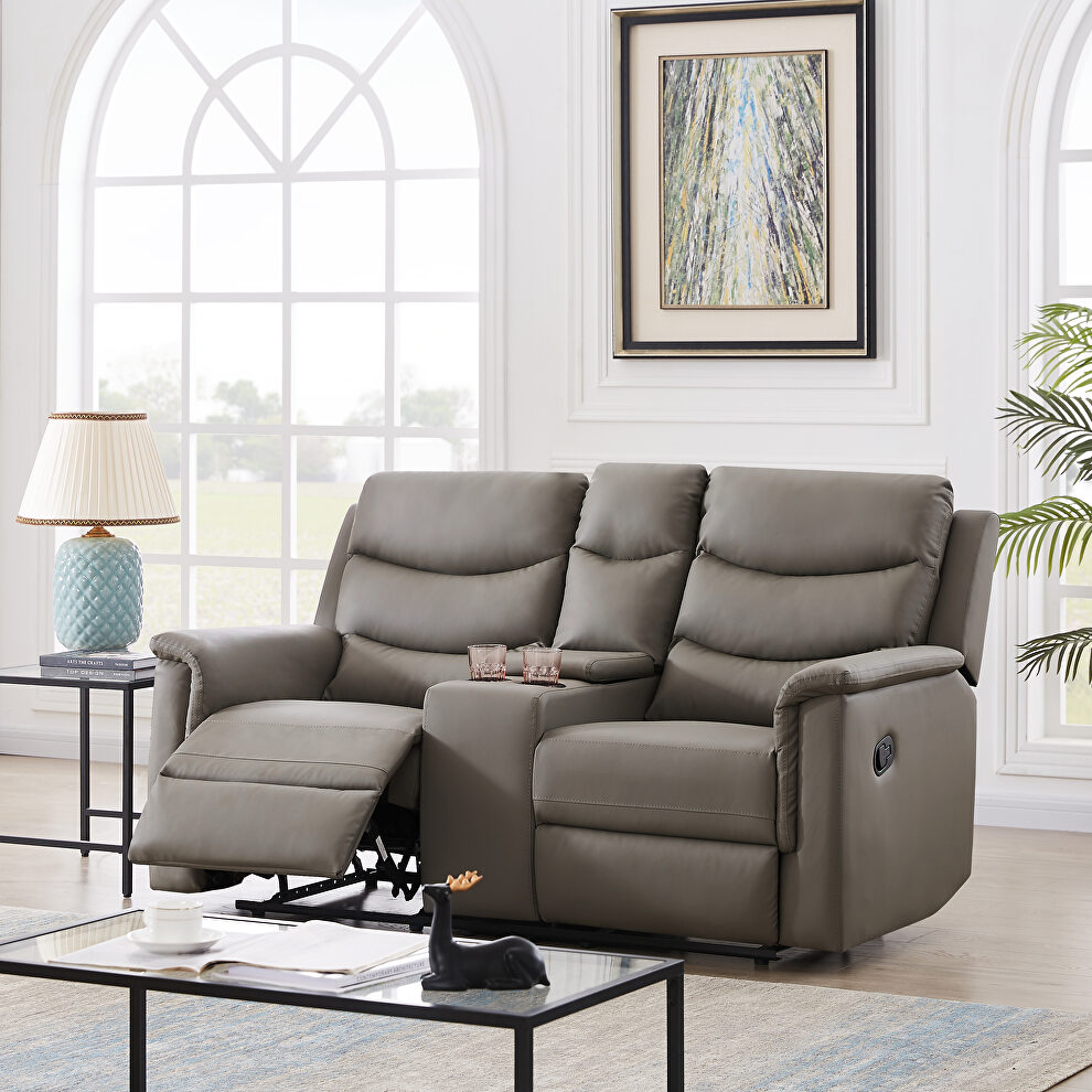 2-seater motion sofa gray pu by La Spezia