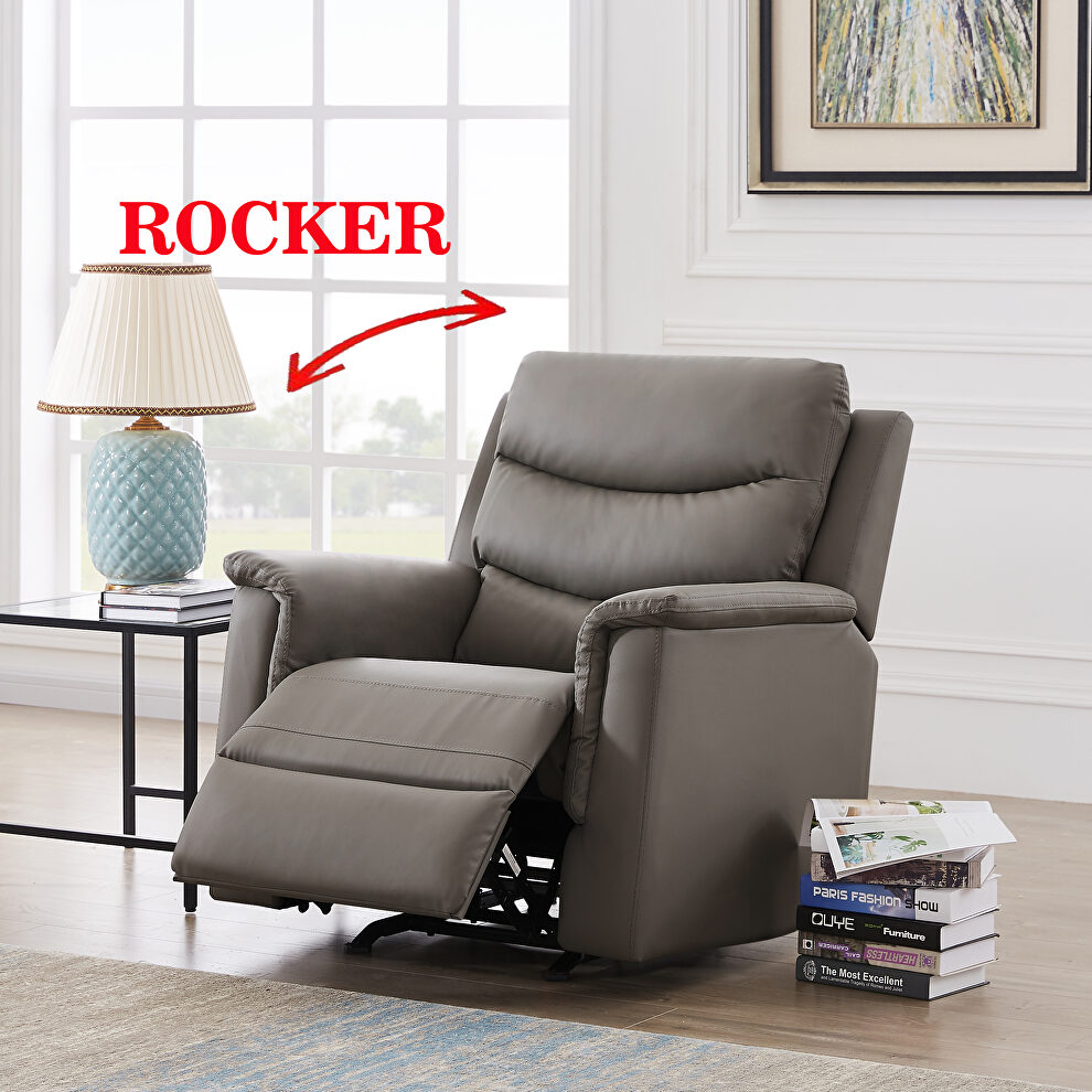 1-seater rocker motion recliner gray pu by La Spezia