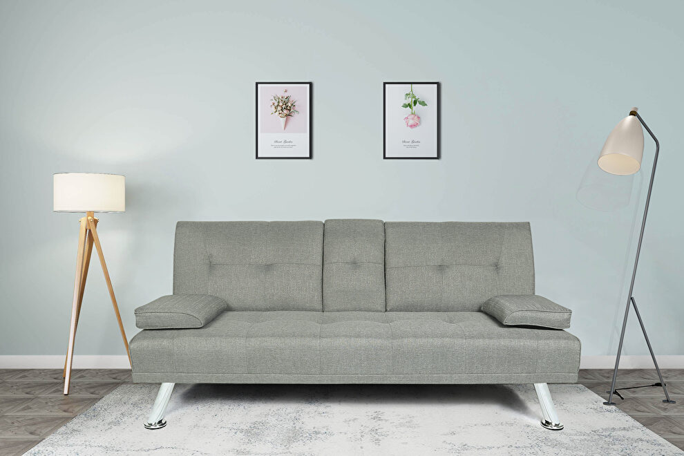 Futon sofa bed sleeper light gray fabric by La Spezia