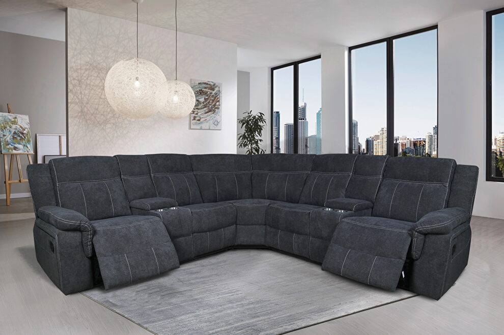 Mannual motion sofa gray fabric by La Spezia