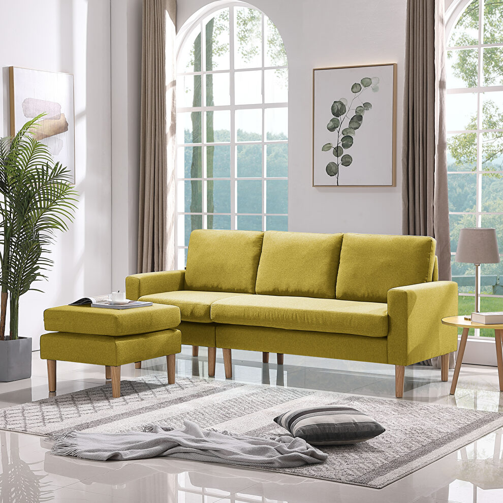 Relax lounge sectional sofa left facing yellow fabric by La Spezia