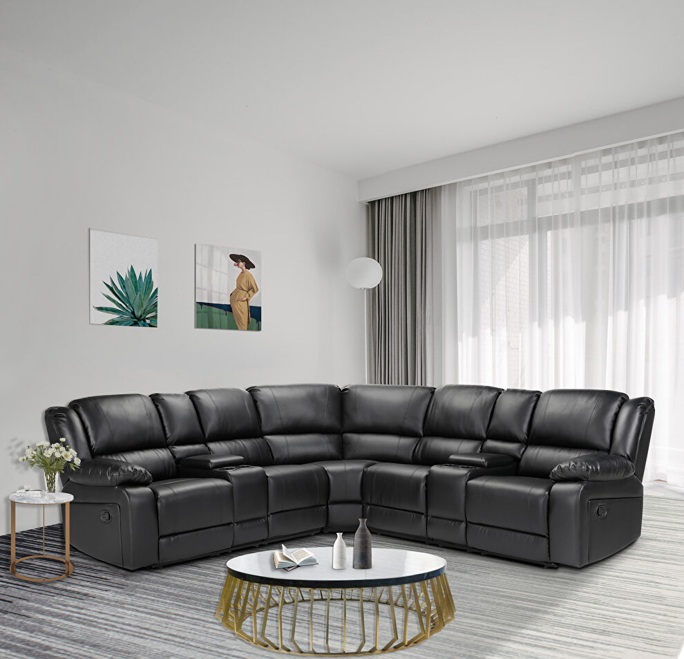 Motion sofa black pu upholstery by La Spezia