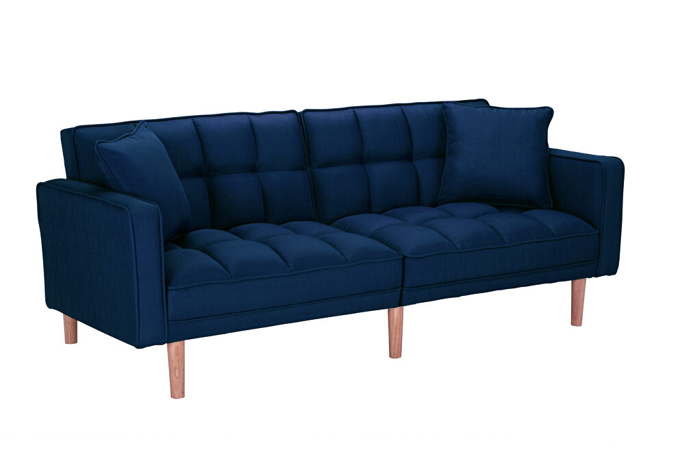 Futon sofa bed sleeper dark blue linen fabric by La Spezia