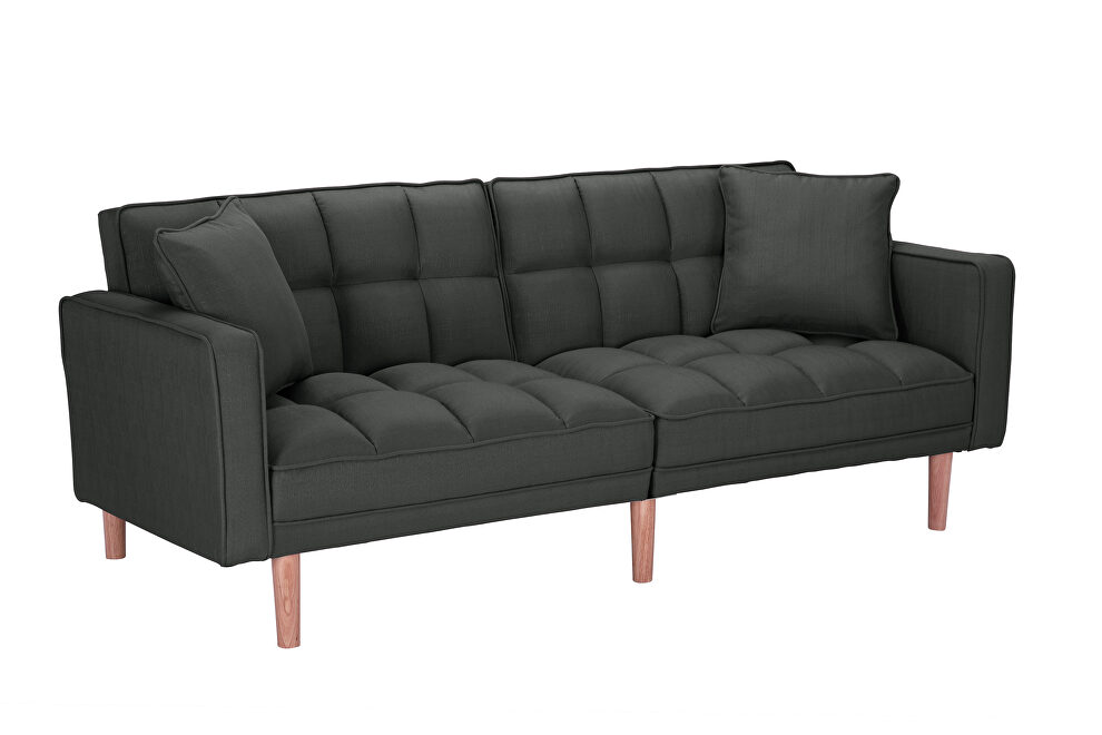 Futon sofa bed sleeper dark gray linen fabric by La Spezia